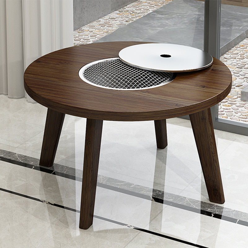 Farmhouse 4 Legs Walnut Table Solid Wood Cocktail Table for Living Room