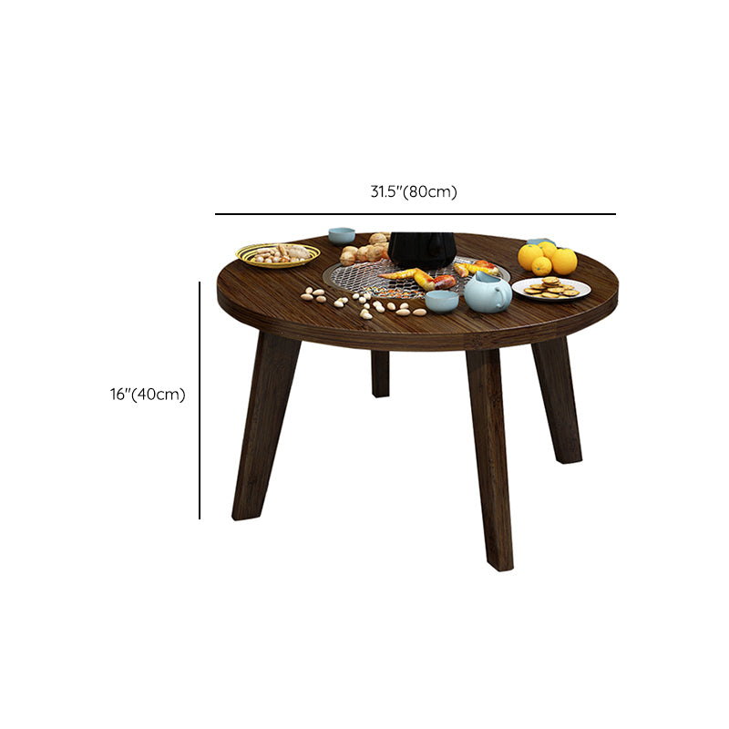 Farmhouse 4 Legs Walnut Table Solid Wood Cocktail Table for Living Room