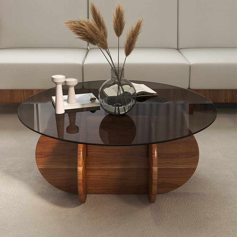 Glass Top Coffee Cocktail Table Modern Round Coffee or End Table