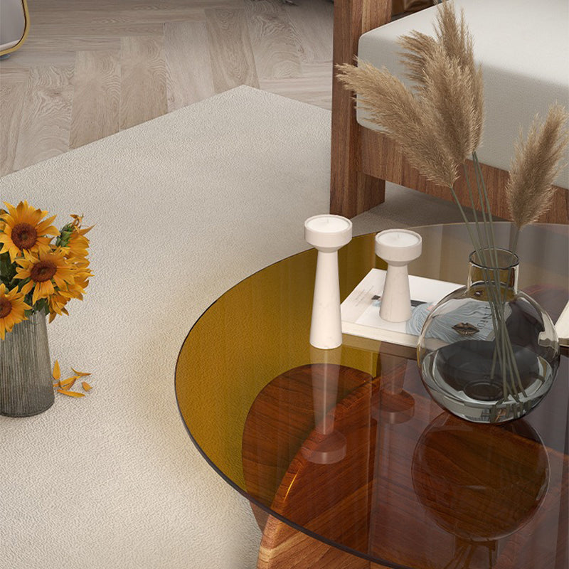 Glass Top Coffee Cocktail Table Modern Round Coffee or End Table