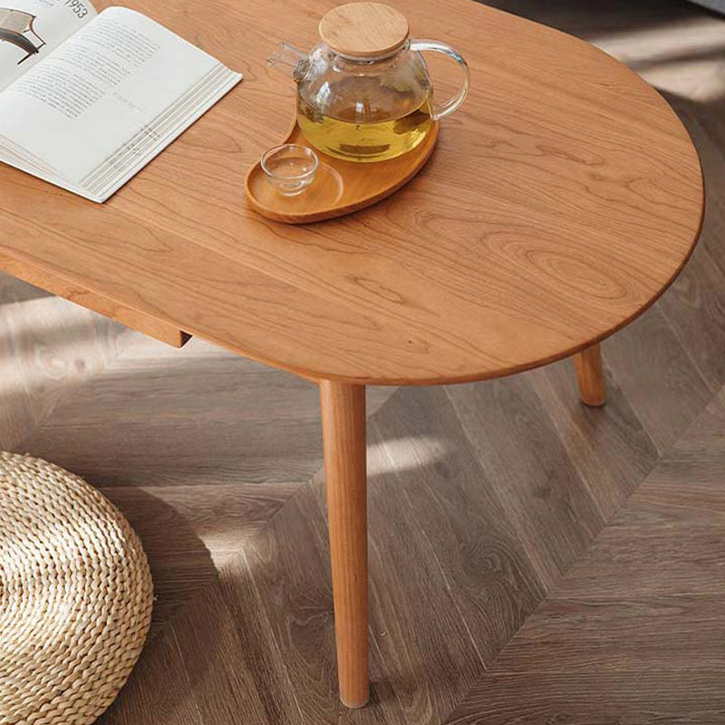 Contemporary Wooden Coffee Table Elliptical 4 Legs Cocktail Table