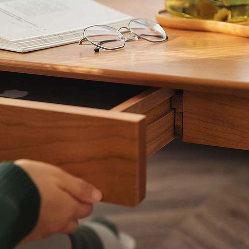 Contemporary Wooden Coffee Table Elliptical 4 Legs Cocktail Table