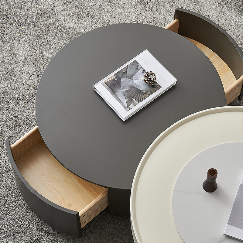Wood Coffee Cocktail Table with Tray Top Abstract Coffee or End Table with Storage