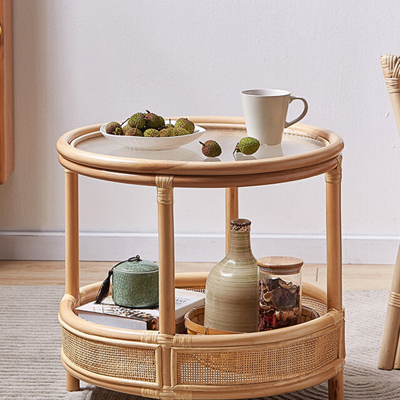 Tropical Cocktail Table Storage Round 4 Legs Coffee Cocktail Table