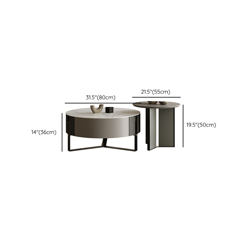Contemporary Cocktail Table Round Stone Coffee Cocktail Table