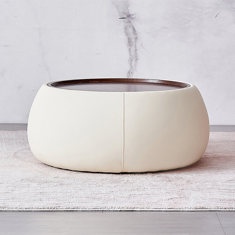 Tray Top Coffee Cocktail Table Wood Drum Coffee or End Table with Trunk Storage