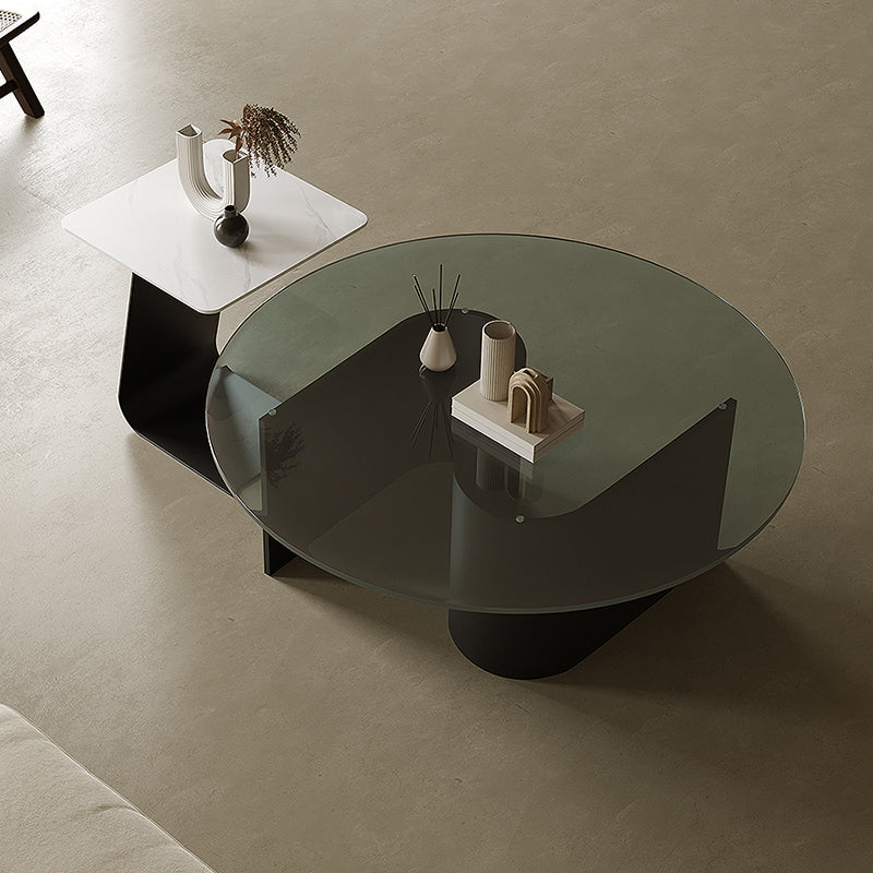 Contemporary Cocktail Table Glass Pedestal Coffee Cocktail Table