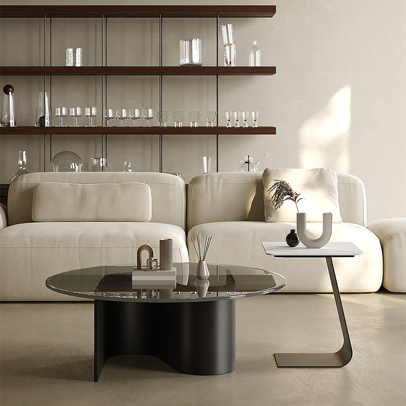 Contemporary Cocktail Table Glass Pedestal Coffee Cocktail Table