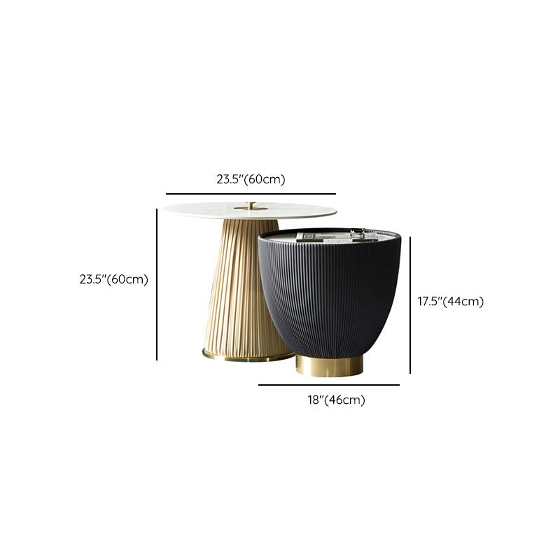 Round Slate Coffee Cocktail Table Abstract Coffee or End Table