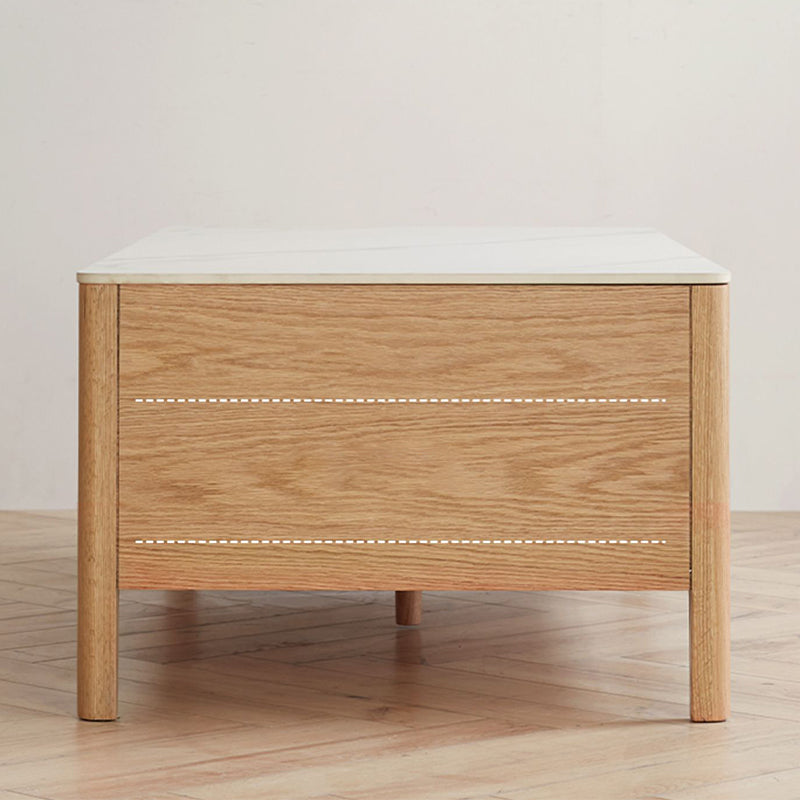 17"H Contemporary Cocktail Table Stone Rectangle Coffee Table