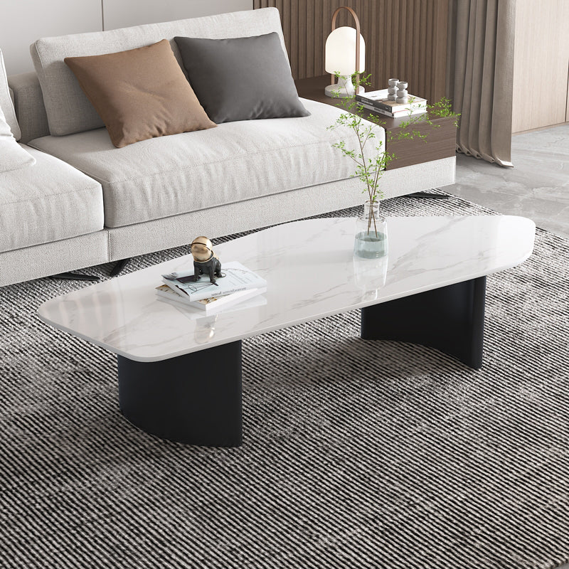 15"H Contemporary Cocktail Table Stone Sled Coffee Cocktail Table