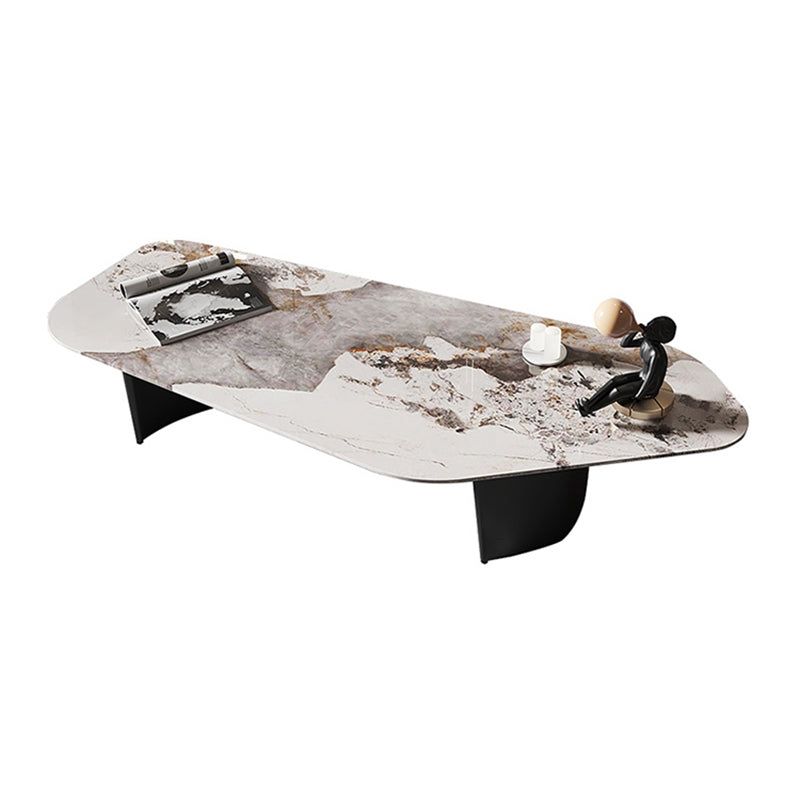 15"H Contemporary Cocktail Table Stone Sled Coffee Cocktail Table