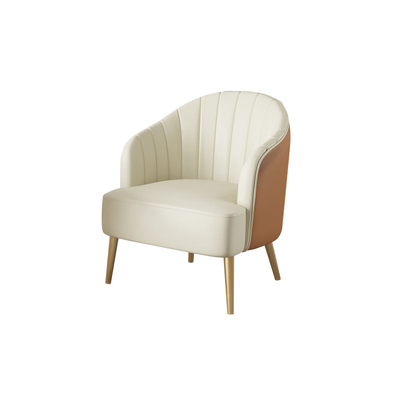 Solid Wood Frame Lounge Accent Chair Leather Chair with Metal Legs