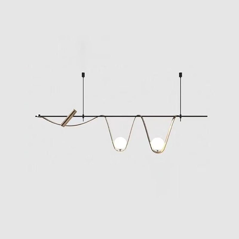 Iron and Glass Ceiling Pendant Lighting Modern Linear Kitchen Island Fixture