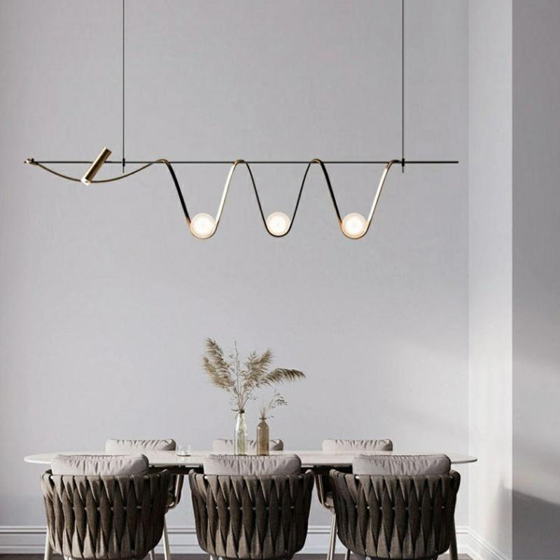 Iron and Glass Ceiling Pendant Lighting Modern Linear Kitchen Island Fixture