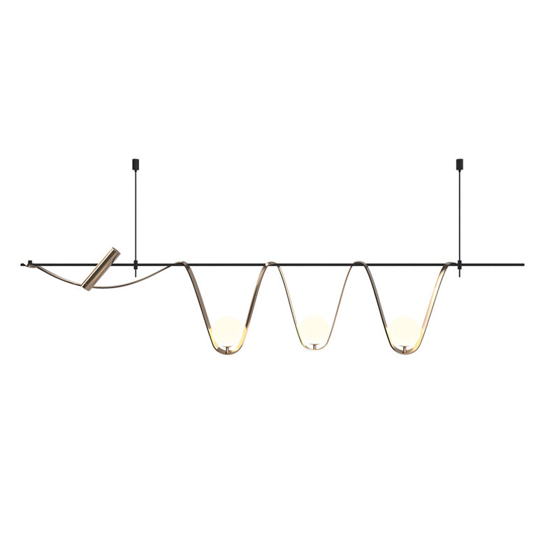 Iron and Glass Ceiling Pendant Lighting Modern Linear Kitchen Island Fixture