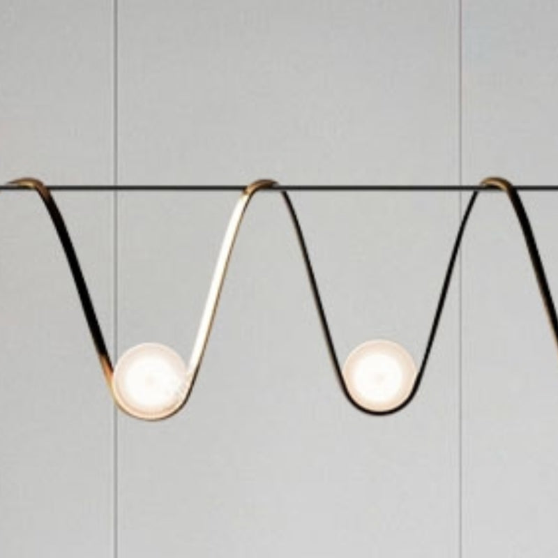 Iron and Glass Ceiling Pendant Lighting Modern Linear Kitchen Island Fixture