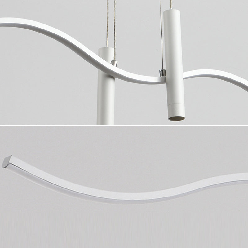 Unique Shape Hanging Lamp Modern 3 Lights Island Chandelier Lights in White Finish