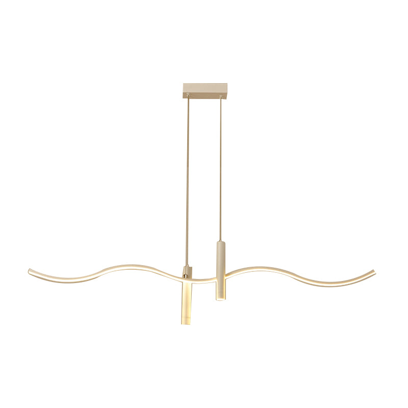 Unique Shape Hanging Lamp Modern 3 Lights Island Chandelier Lights in White Finish