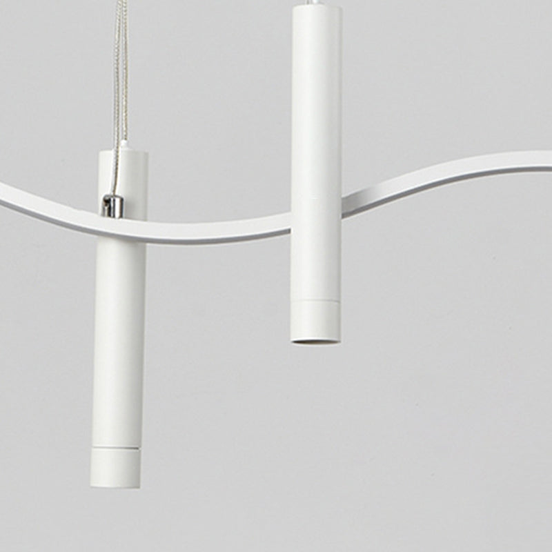 Unique Shape Hanging Lamp Modern 3 Lights Island Chandelier Lights in White Finish
