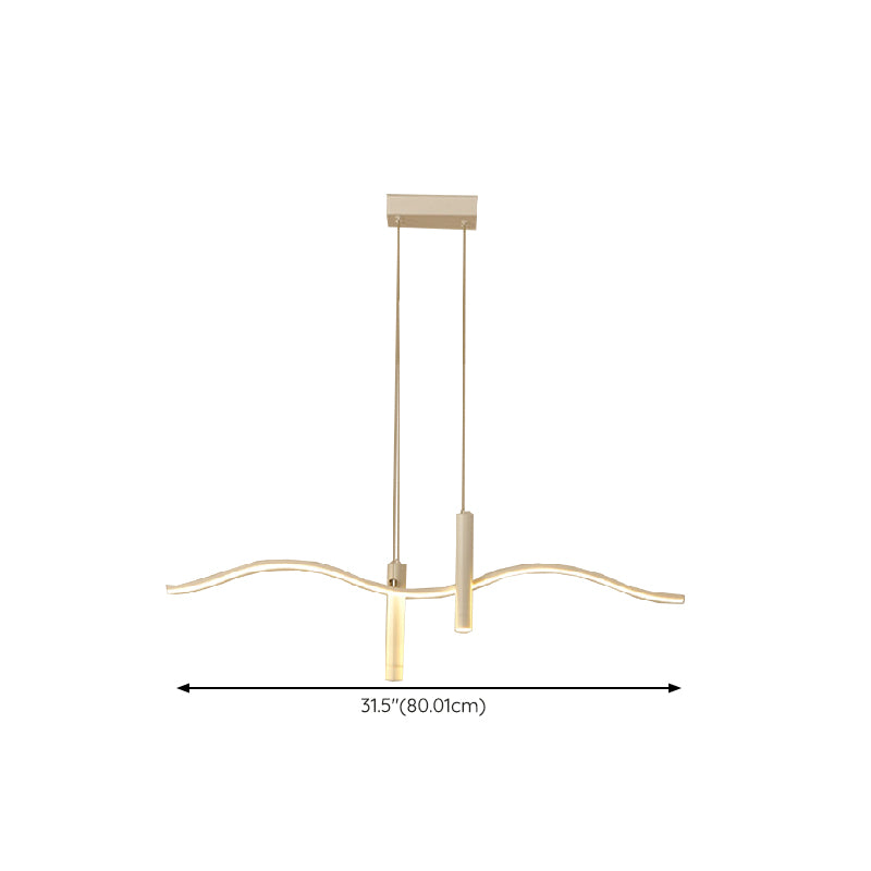 Unique Shape Hanging Lamp Modern 3 Lights Island Chandelier Lights in White Finish