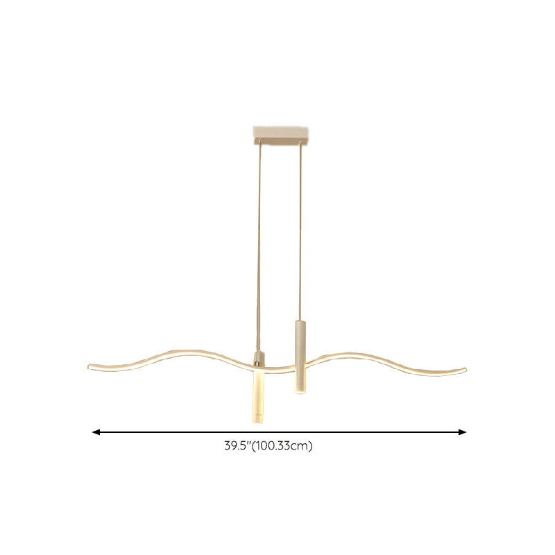 Unique Shape Hanging Lamp Modern 3 Lights Island Chandelier Lights in White Finish