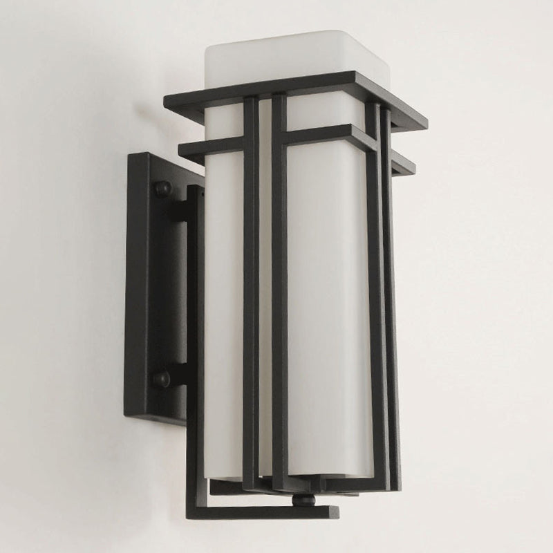 Modern Sconce Light Geometric Glass 1 Light Wall Lamp in Black