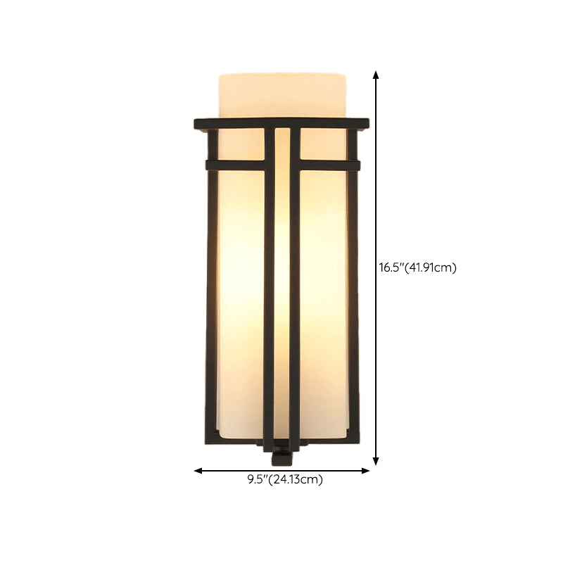 Modern Sconce Light Geometric Glass 1 Light Wall Lamp in Black