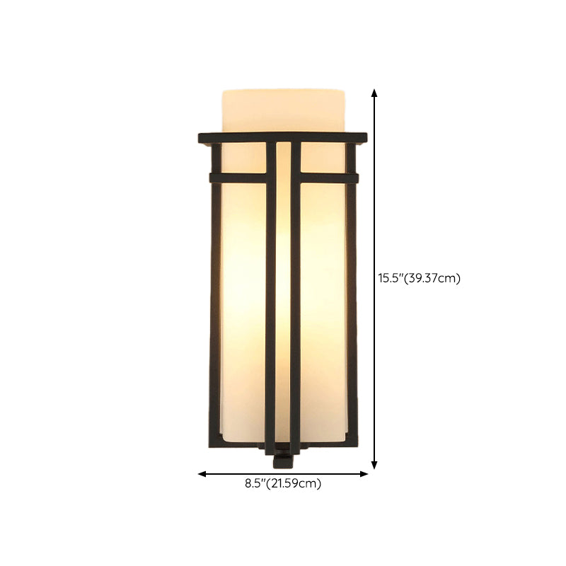 Modern Sconce Light Geometric Glass 1 Light Wall Lamp in Black