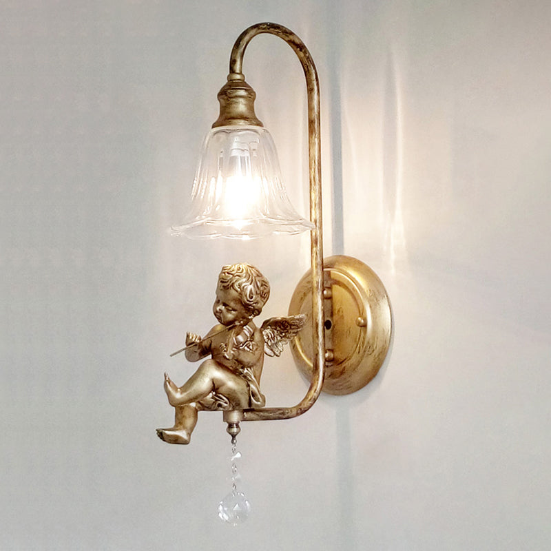 Glass Shade Wall Mounted Light Fixture 1-Light Modernism Wall Mounted Sconce