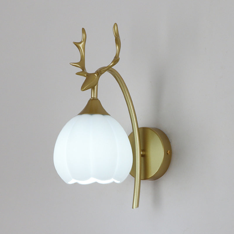 Glass Shade Wall Mounted Sconce Modern White Shade Wall Lights for Bedroom