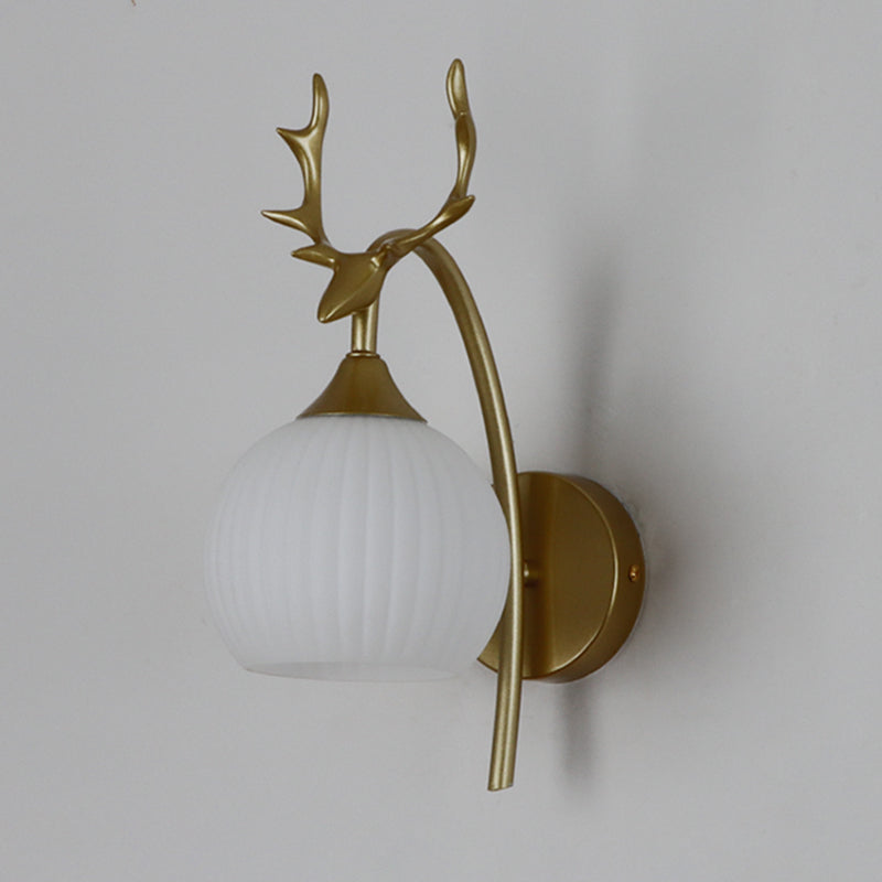 Glass Shade Wall Mounted Sconce Modern White Shade Wall Lights for Bedroom