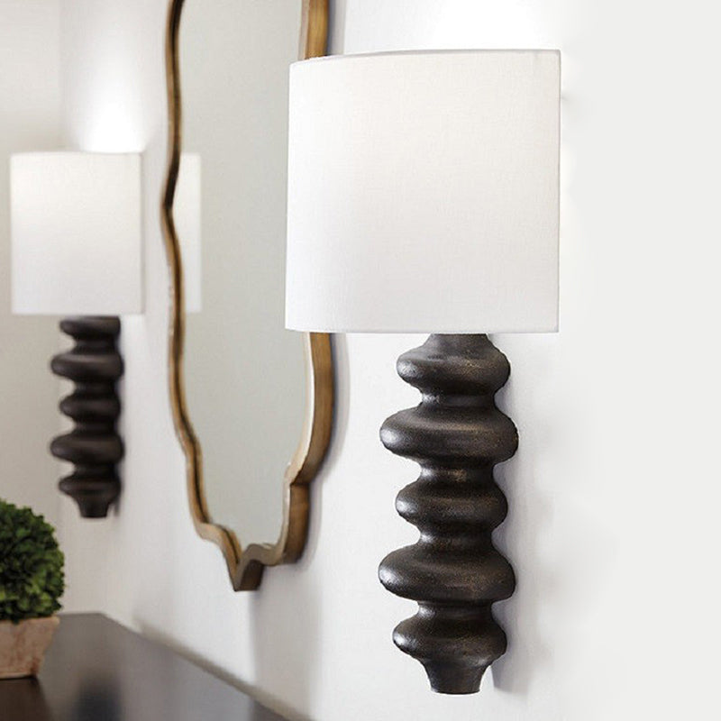 Fabric Shade Wall Mounted Sconce Modern White Shade Wall Lights for Bedroom