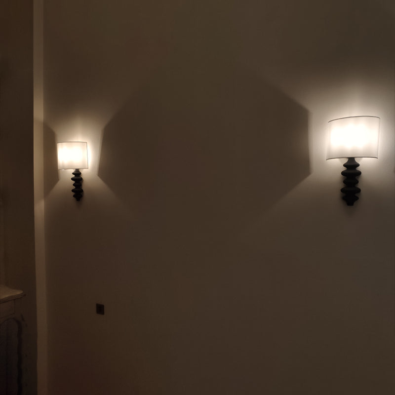 Fabric Shade Wall Mounted Sconce Modern White Shade Wall Lights for Bedroom