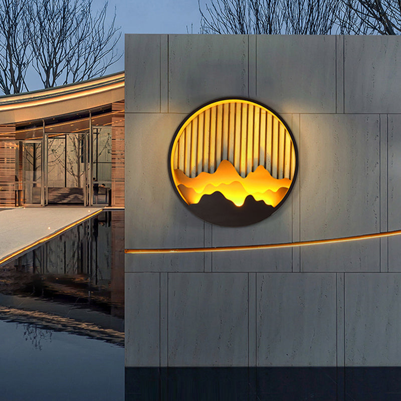 Circle Wall Sconce Contemporary Outdoor Wall Light Fixture for Courtyard