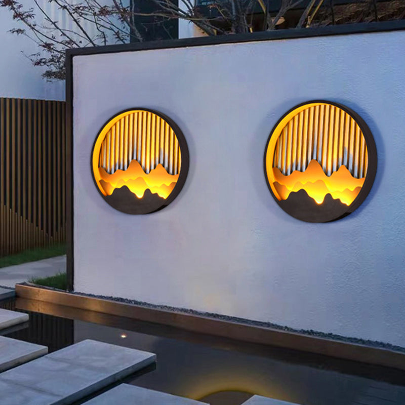 Circle Wall Sconce Contemporary Outdoor Wall Light Fixture for Courtyard