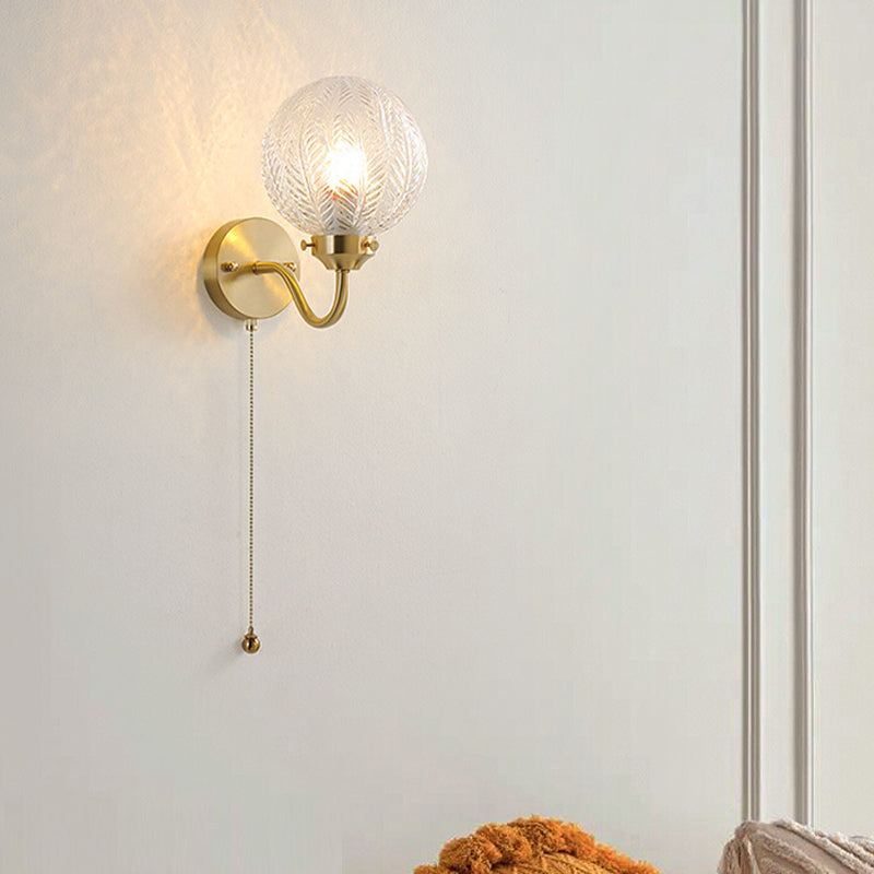 Modern Globe Shape Wall Mounted Sconce Glass Shade Wall Lights for Bedroom