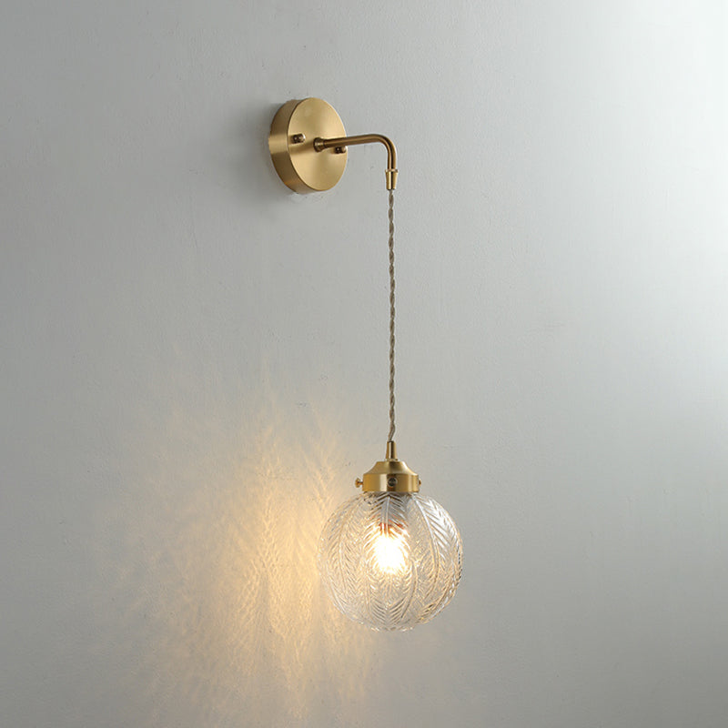 Modern Globe Shape Wall Mounted Sconce Glass Shade Wall Lights for Bedroom