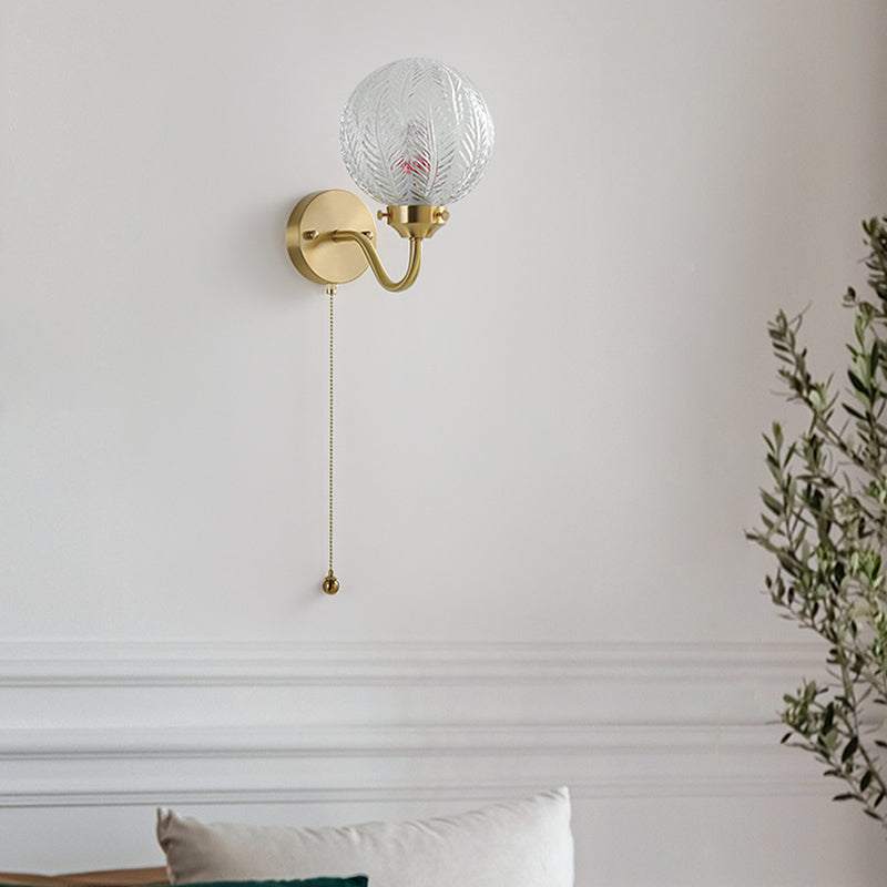 Modern Globe Shape Wall Mounted Sconce Glass Shade Wall Lights for Bedroom