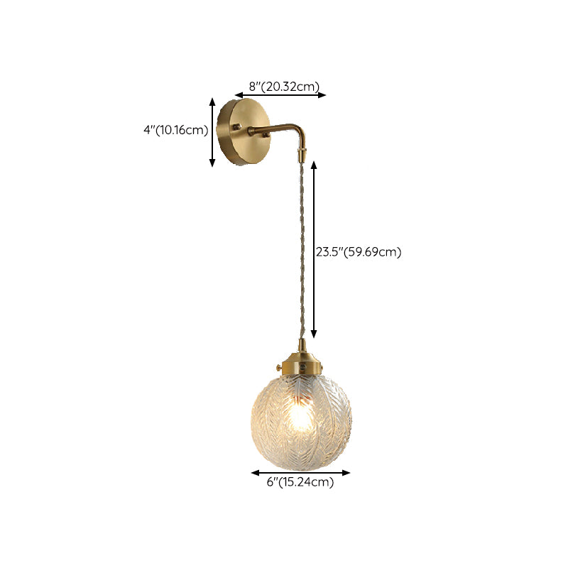 Modern Globe Shape Wall Mounted Sconce Glass Shade Wall Lights for Bedroom