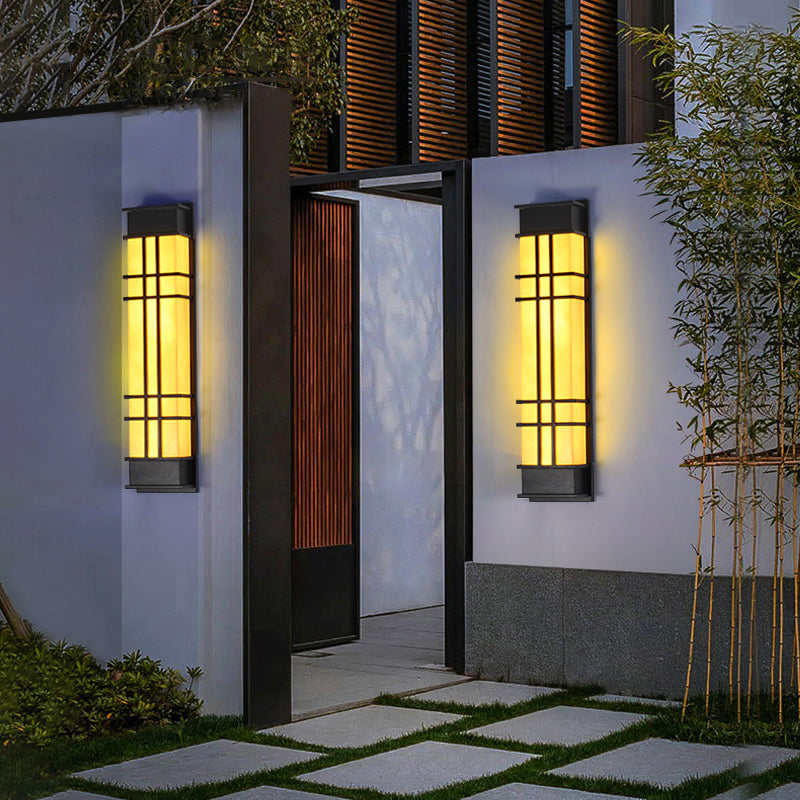 Modernist Wall Sconce Rectangular Outdoor Wall Light Fixture for Courtyard