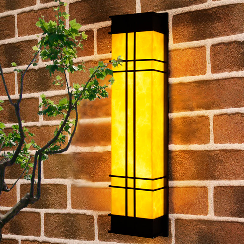 Modernist Wall Sconce Rectangular Outdoor Wall Light Fixture for Courtyard