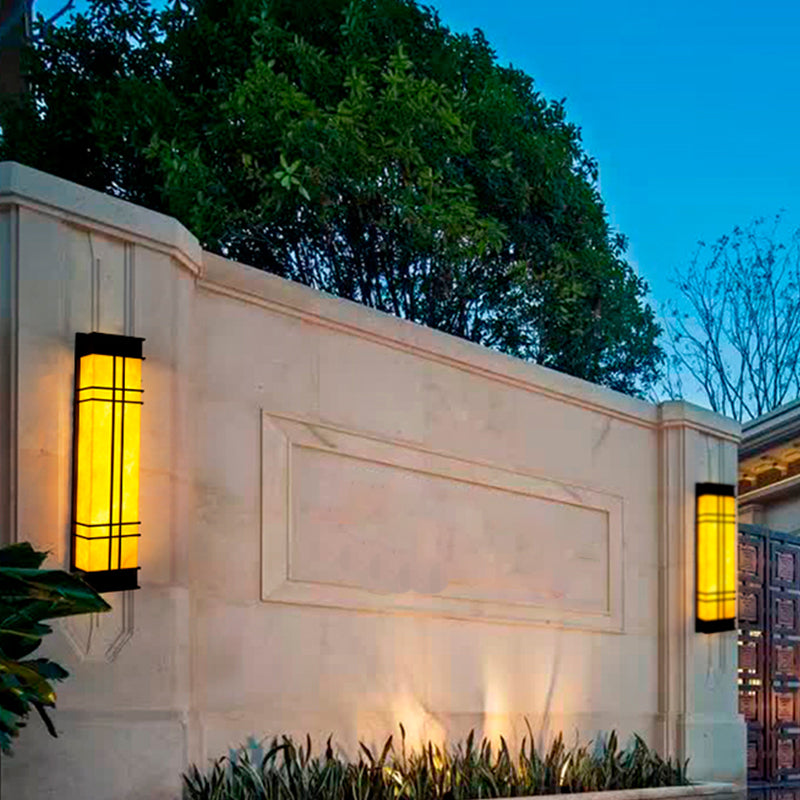 Modernist Wall Sconce Rectangular Outdoor Wall Light Fixture for Courtyard