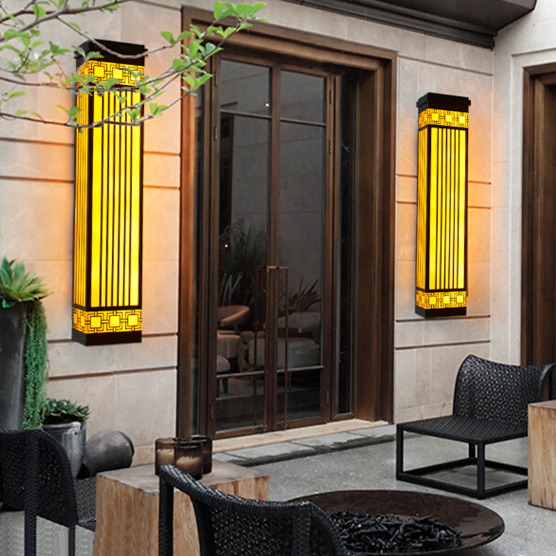 Contemporary Wall Sconce Rectangular Outdoor Wall Light Fixture for Courtyard