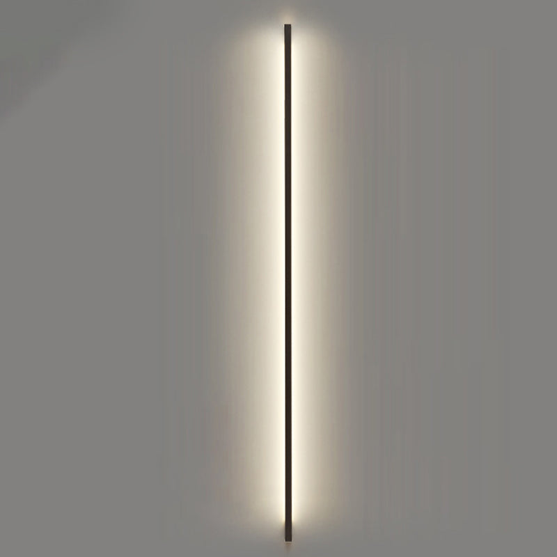 Modern Line Shape Wall Mounted Light 1 Light Metal Flush Mount Wall Sconce in Black Finish