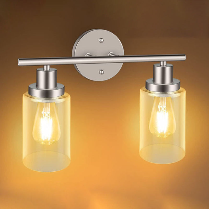 Metal and Glass Bathroom Vanity Lighting Multi - Light Bath Sconce in Chrome