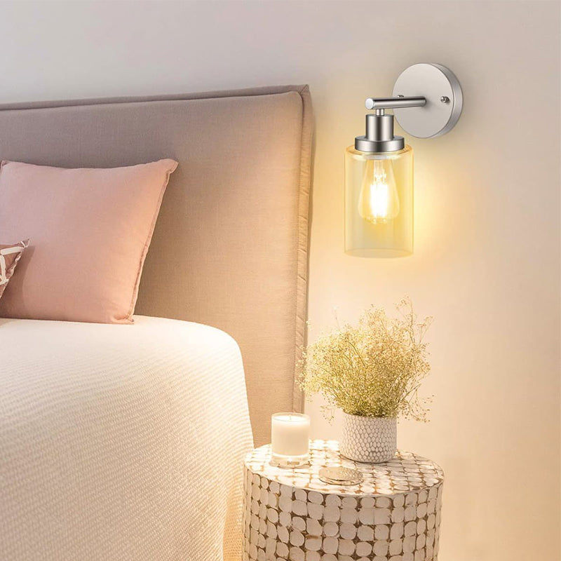 Metal and Glass Bathroom Vanity Lighting Multi - Light Bath Sconce in Chrome