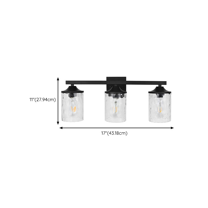 Matte Black and Clear Bath Sconce Iron & Glass 3 - Light Bathroom Vanity Lighting