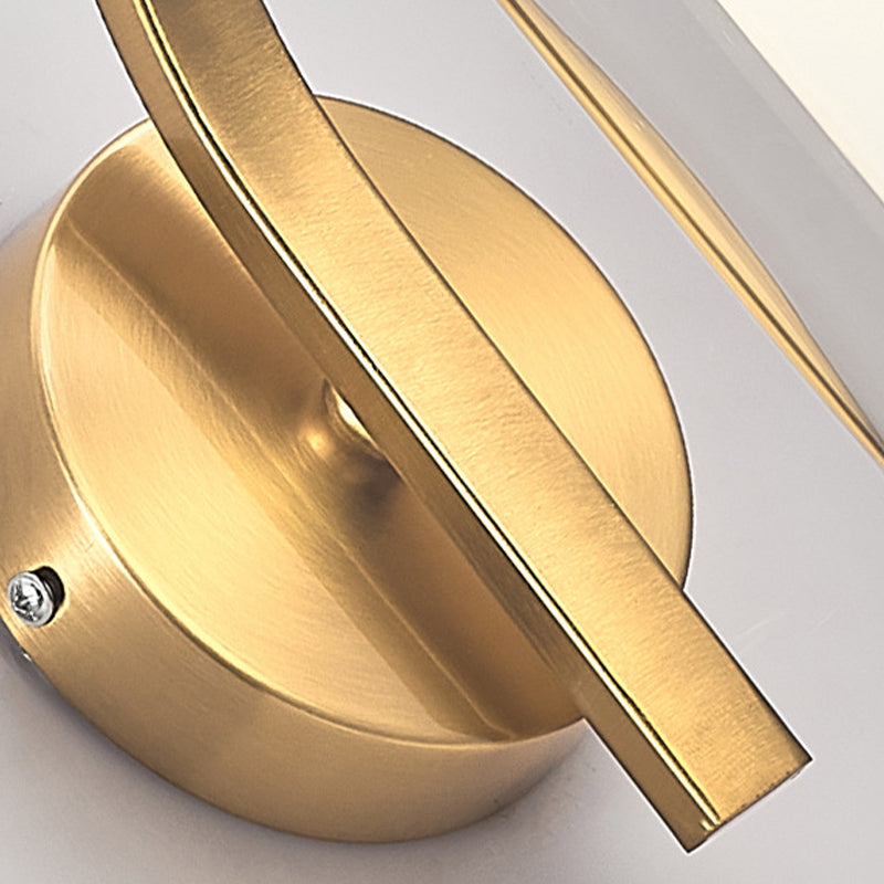 Modern Wall Sconce Metal Cylinder Shape Vanity Lamp with Glass Shade for Bathroom