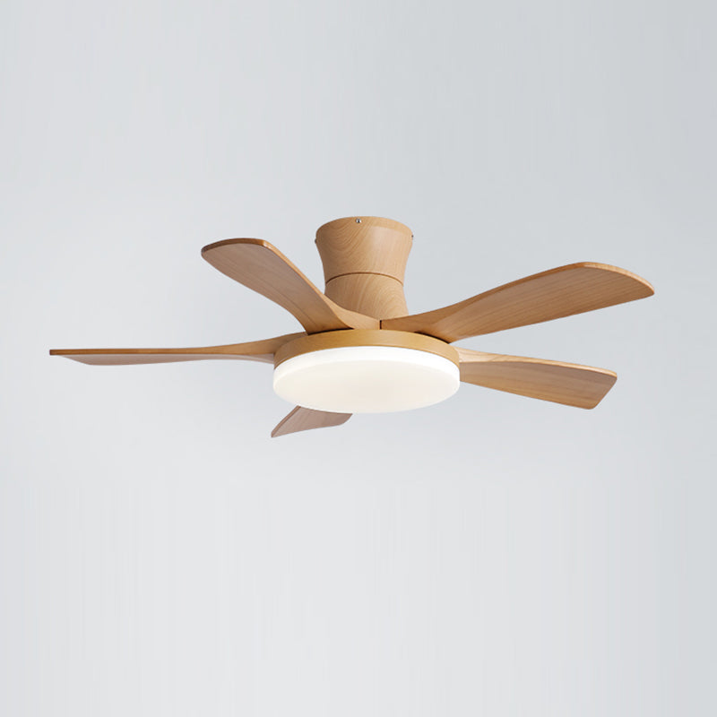 Wooden LED Ceiling Fan Light Fixture Contemporary Ceiling Lamp for Bedroom